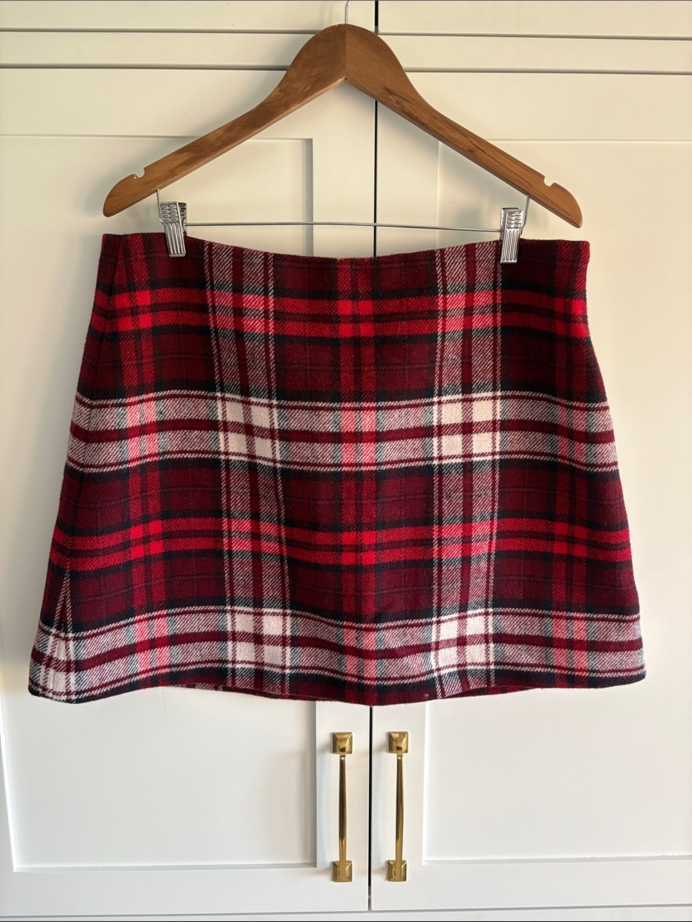 Tommy Hilfiger  Red Plaid A-Line Wool Blend Lined  Classic Skirt Plus Size 16